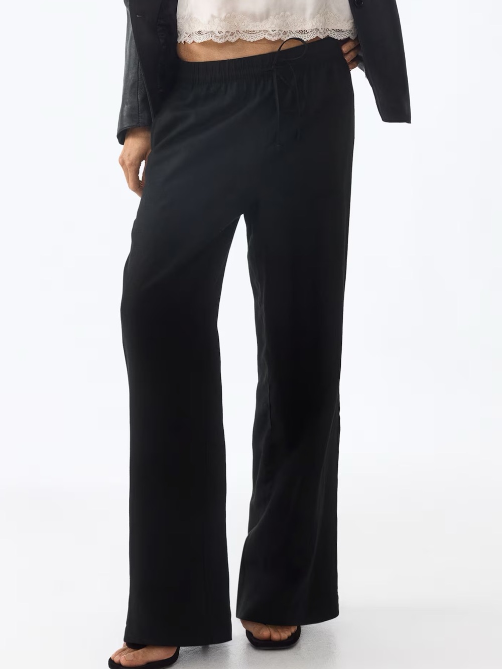 H&M DIVIDED Linen Blend Drawstring Waist Pants